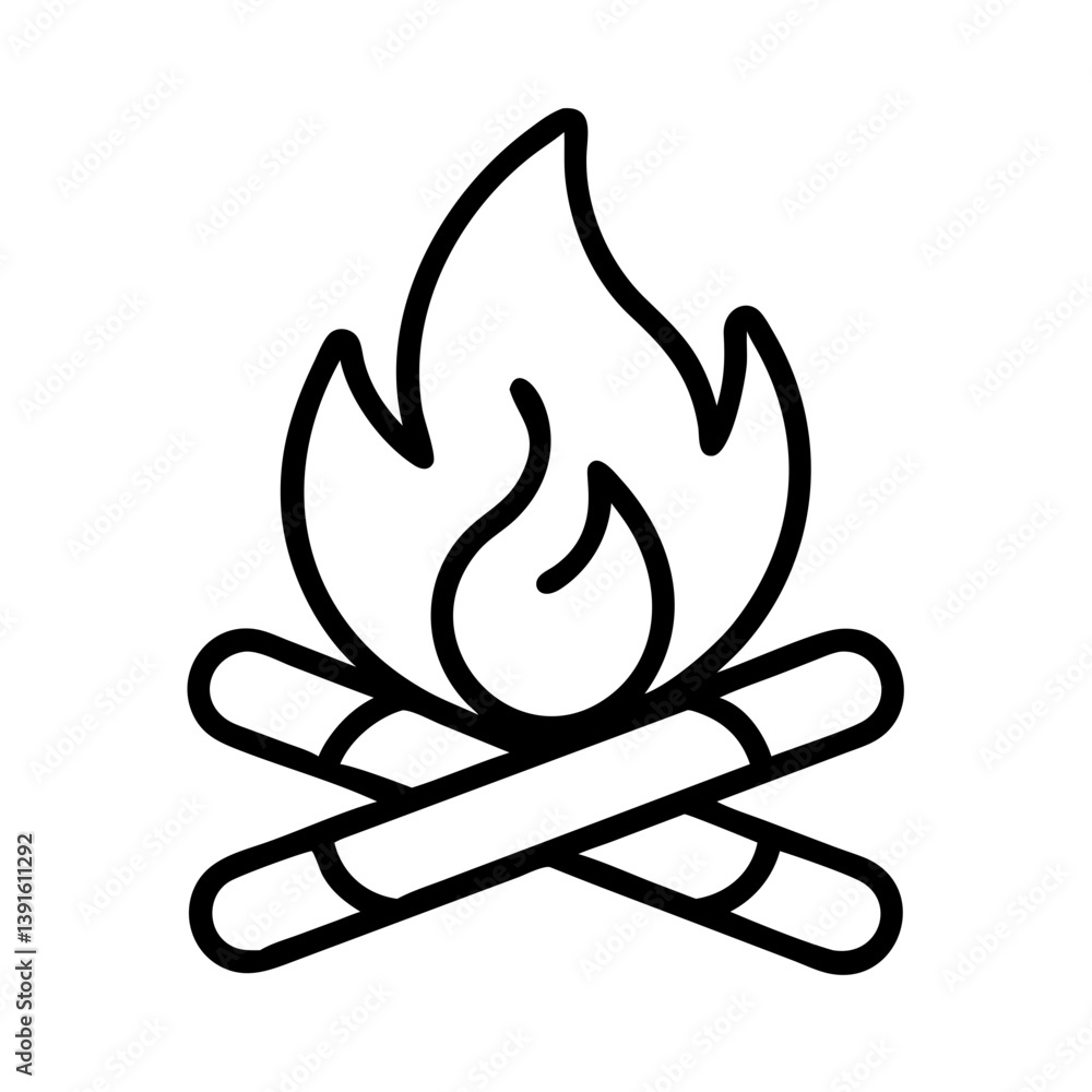 Campfire vector icon illustration for camping fire flame bonfire burning wood outdoor adventure design Campfire vector icon illustration for camping fire flame bonfire burning wood outdoor adventure design