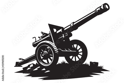 Silhouette Cannon Illustration Vector Graphic for History Projects Design