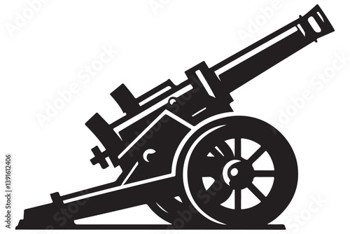 Cannon Silhouette Illustration for History Military and Artillery Themes