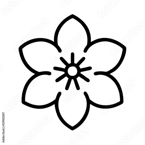 Vector blossom flower icon design, floral outline illustration, spring nature botanical art, bloom, petal