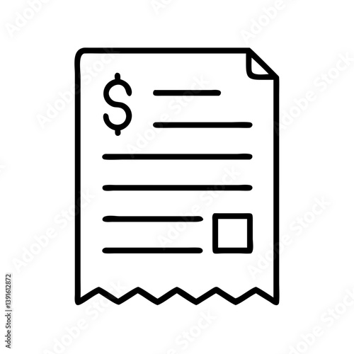 Invoice document with dollar sign and check box for financial accounting and business management tasks