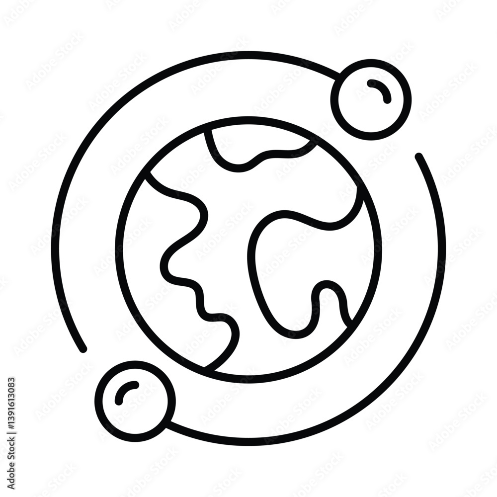 Planet Orbit vector outline icon. EPS 10 file Planet Orbit vector outline icon. EPS 10 file