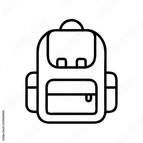 Backpack bag vector icon for school travel hiking camping and outdoor activities gear equipment outline style