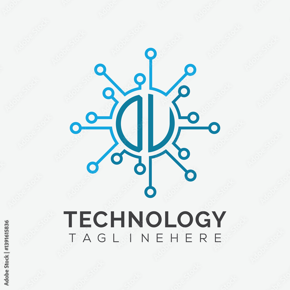 Obraz premium initial monogram for technology logo with circle style design