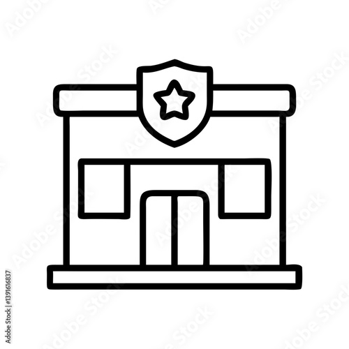 Police station building icon vector illustration for law enforcement and public safety services center