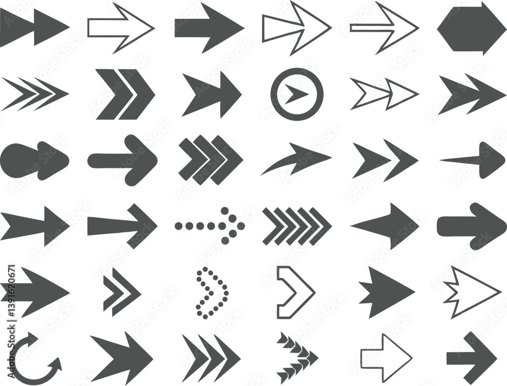 Arrow icon set. Collection of various arrow icons, symbols and elements. Modern simple arrows. Set of arrows icons Arrow icon set. Collection of various arrow icons, symbols and elements. Modern simple arrows. Set of arrows icons