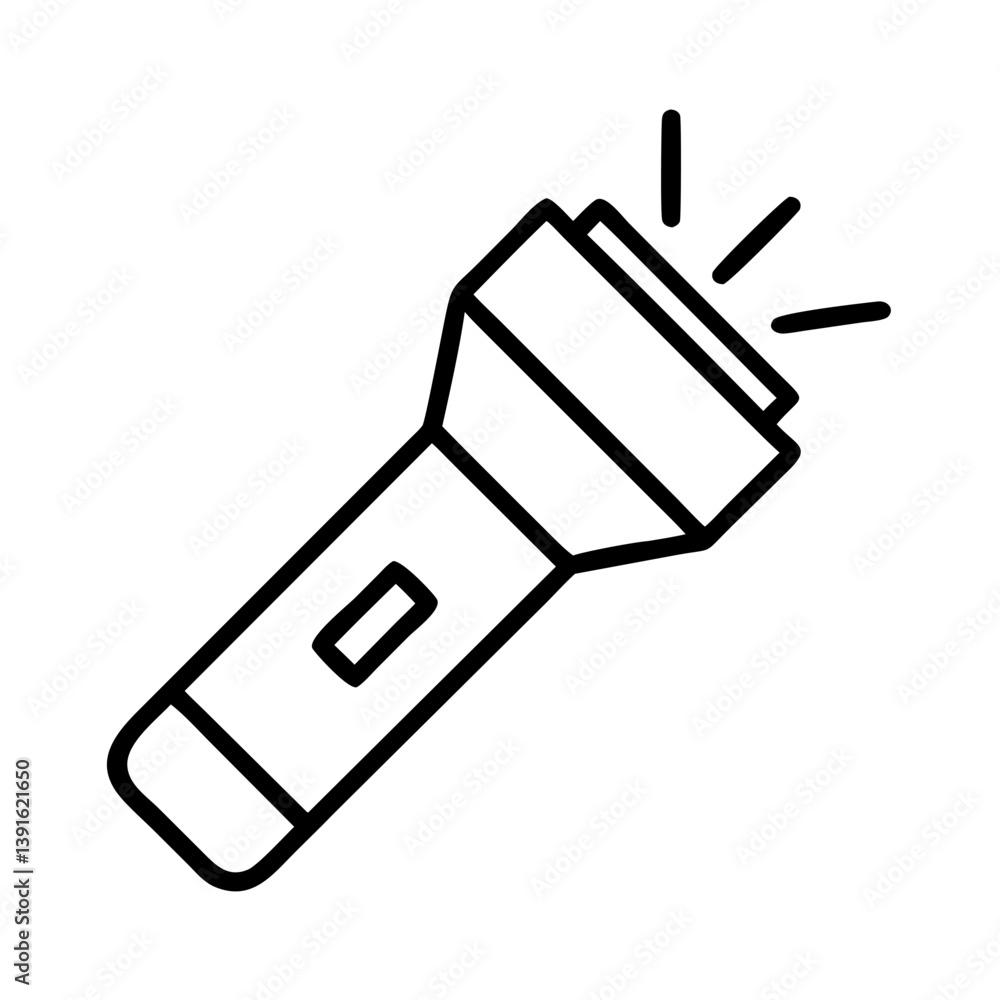 Find the best flashlight icon vector image for your projects and design needs with this simple line art style Find the best flashlight icon vector image for your projects and design needs with this simple line art style