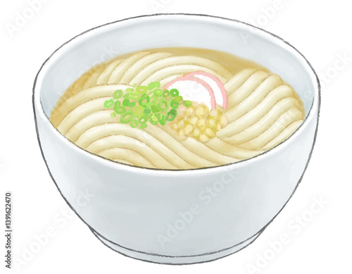 うどん イラスト　色鉛筆