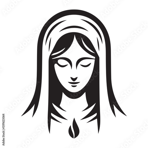 Virgin Mary silhouette vector illustration for religious graphic resources