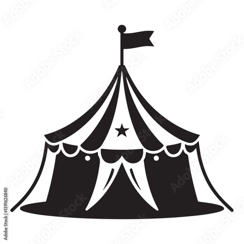 Circus Tent Vector Illustration Entertainment Show and Celebration