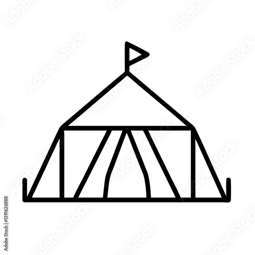Camping tent vector icon illustration for outdoor adventure and vacation travel equipment and shelter design