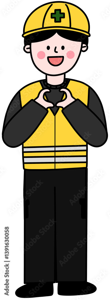 Naklejka premium 근로자의 날 안전관리사 캐릭터 라인드로잉 일러스트(labor day job character line drawing illust)