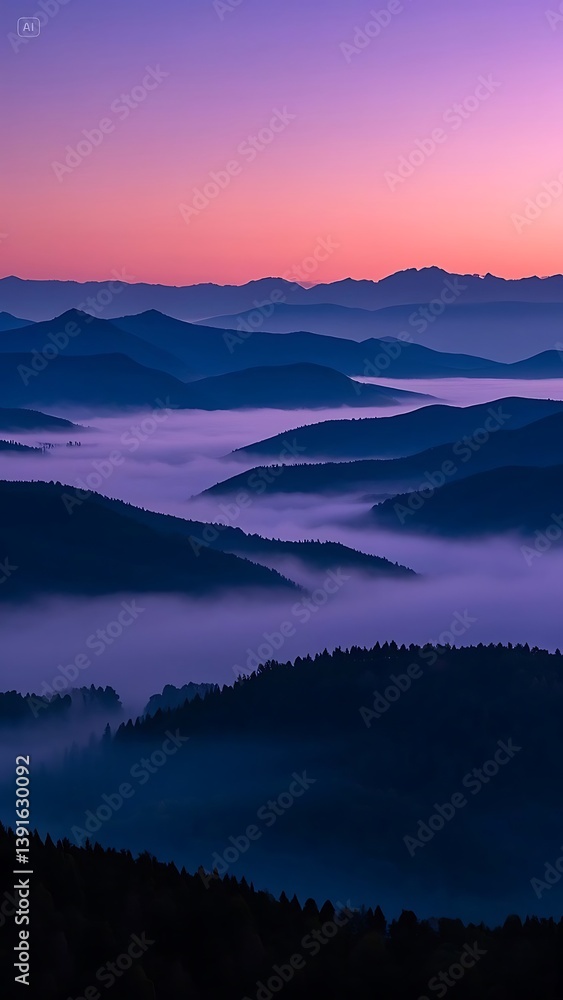 Mountain Dusk Gradient – Deep Purple to Dark Blue with Mist for Serene and Mystical Landscape Background Mountain Dusk Gradient – Deep Purple to Dark Blue with Mist for Serene and Mystical Landscape Background