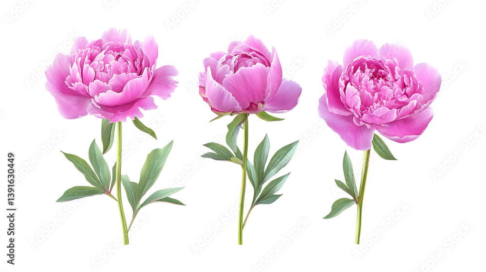 Pack of Peony Set Against Transparent Background for Floral, Botanical, or Wedding Design Projects Pack of Peony Set Against Transparent Background for Floral, Botanical, or Wedding Design Projects