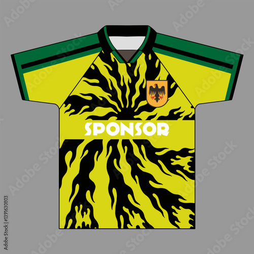 football jersey with retro bloke core motif design, vector format