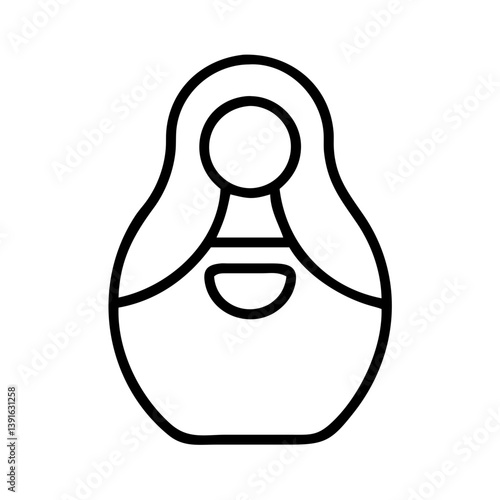 Matryoshka doll outline vector icon illustration traditional russian doll souvenir nesting doll babushka doll art 100
