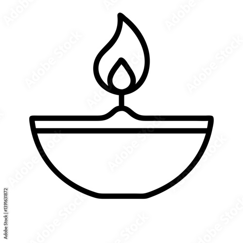 Diwali diya lamp vector illustration, traditional indian festival of lights outline icon design graphic 100