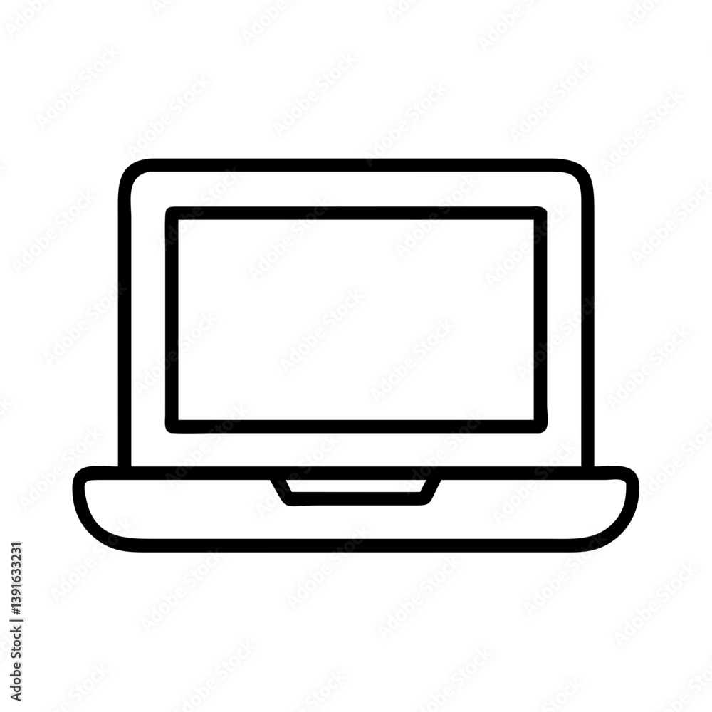 Laptop computer vector icon for technology and business concept with modern design and simple outline Laptop computer vector icon for technology and business concept with modern design and simple outline