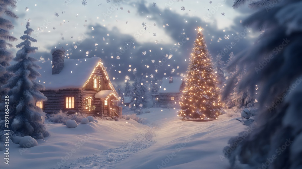 Naklejka premium christmas tree in the snow