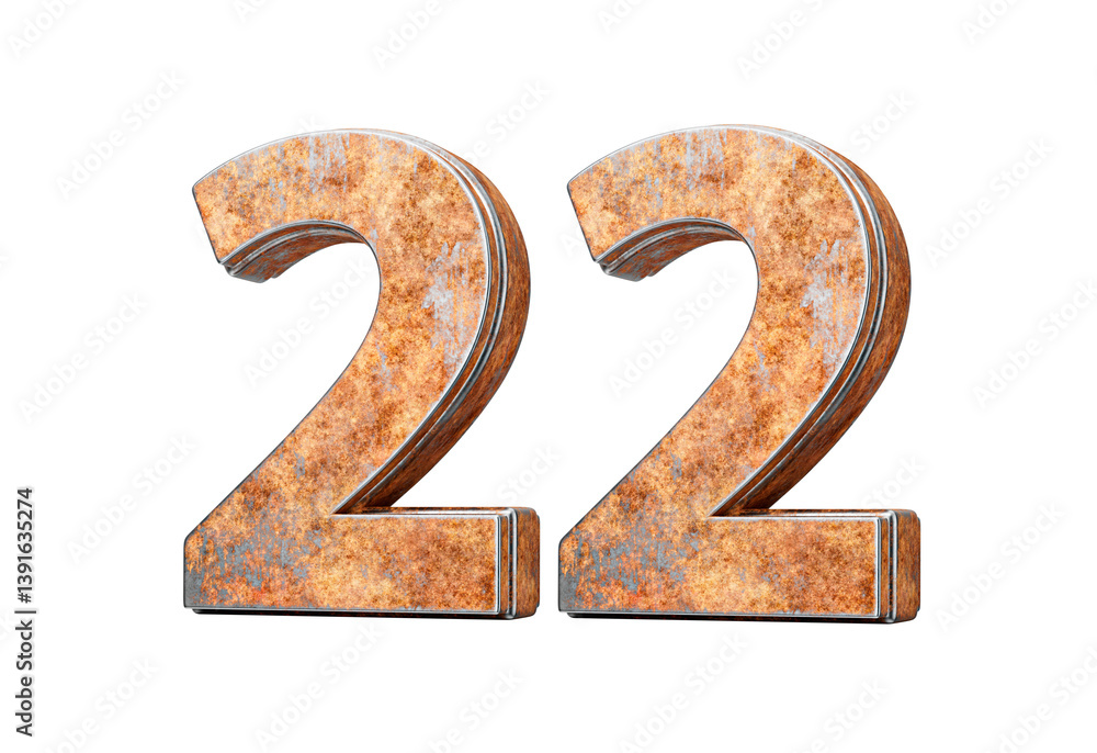 Number Twenty Two 22 Digit Made Of Old Rusty Iron Metal Texture 3d Illustration Number Twenty Two 22 Digit Made Of Old Rusty Iron Metal Texture 3d Illustration