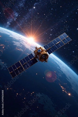 Obraz na płótnie Global communication satellites orbiting the Earth in a stunning celestial display, astronomy, orbit w salonie