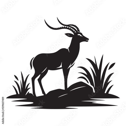 Springbok Standing Elegantly in Nature African Wildlife Scene Graphic