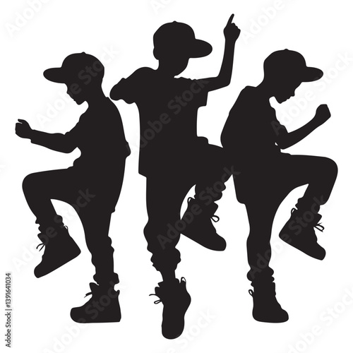 Dynamic Hip Hop Dance Silhouette Illustration Expressing Youthful Energy