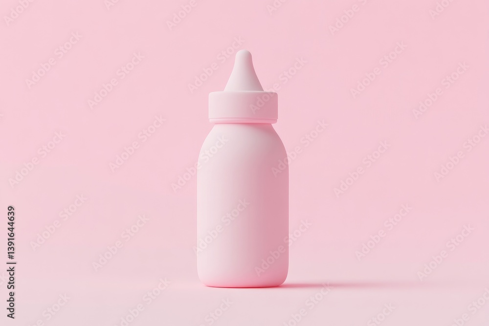 Pink baby bottle, minimalist design Pink baby bottle, minimalist design