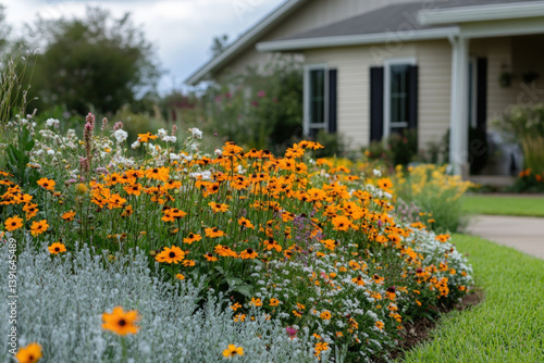 A picturesque garden in ful...