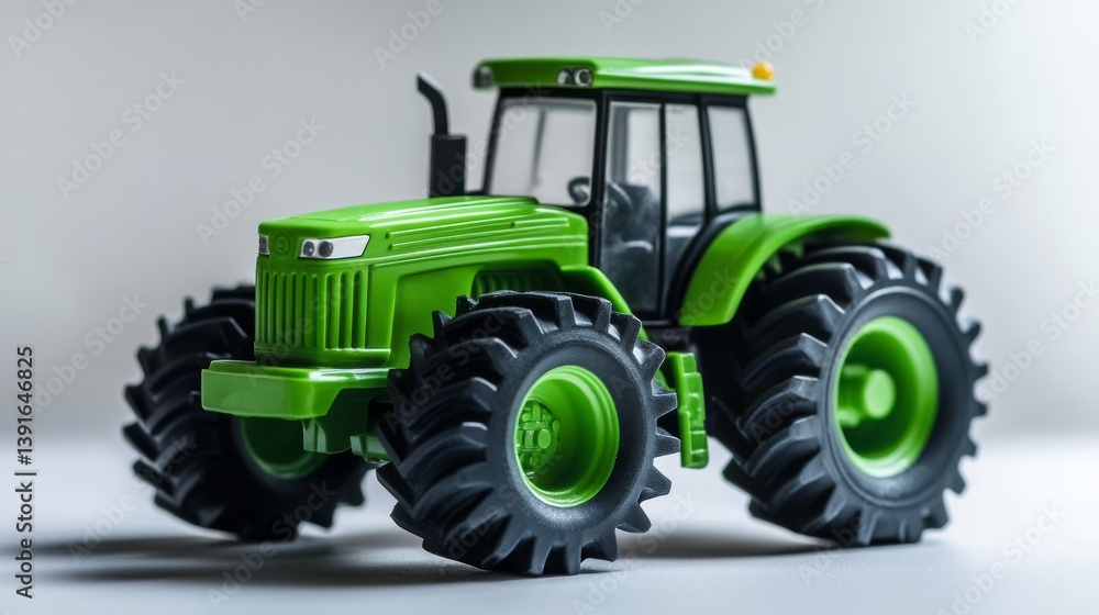 Obraz premium 85.Tractor. Toy for children. Green toy tractor isolated on white background. Copy space