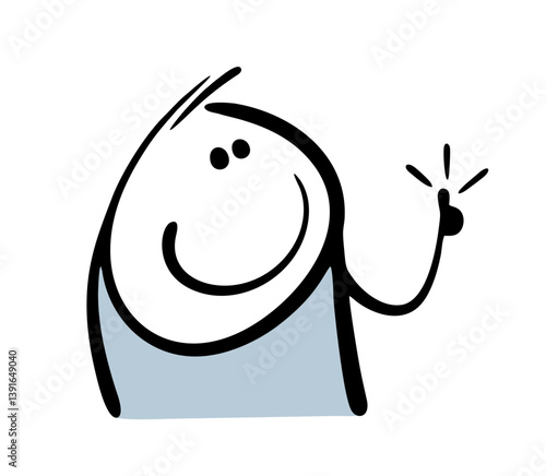 Stickman gives a thumbs up. Vector illustration is a sign of approval, like. Cartoon people isolated on a white background.