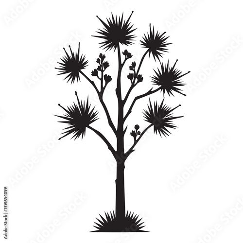 Wallpaper Mural Silhouette Tree with Unique Spiky Leaves Vector for Distinctive Designs Torontodigital.ca