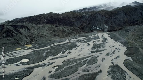 Flying over the landscape of Iceland during daytime