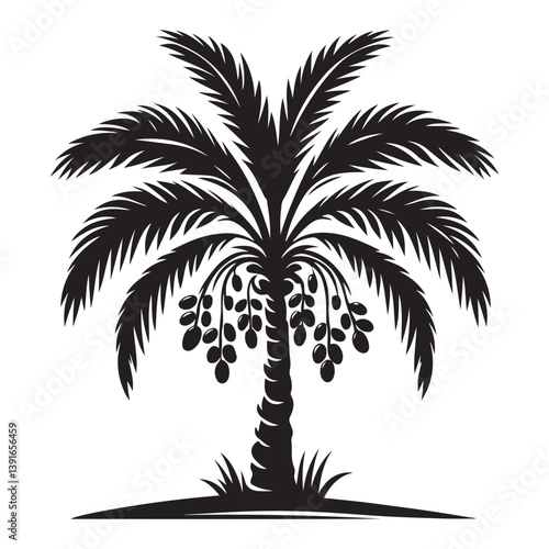 Silhouette vector of date palm tree for tropical designs