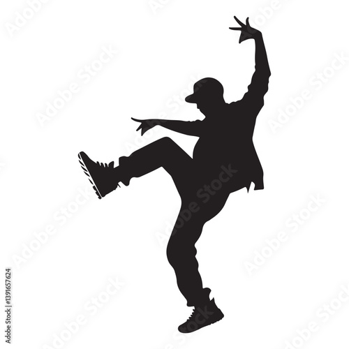 Dancing Silhouette Vector Illustration Expressing Movement and Energy