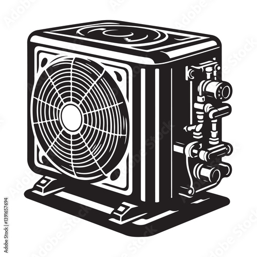 HVAC Air Conditioning Unit Silhouette Vector Illustration System