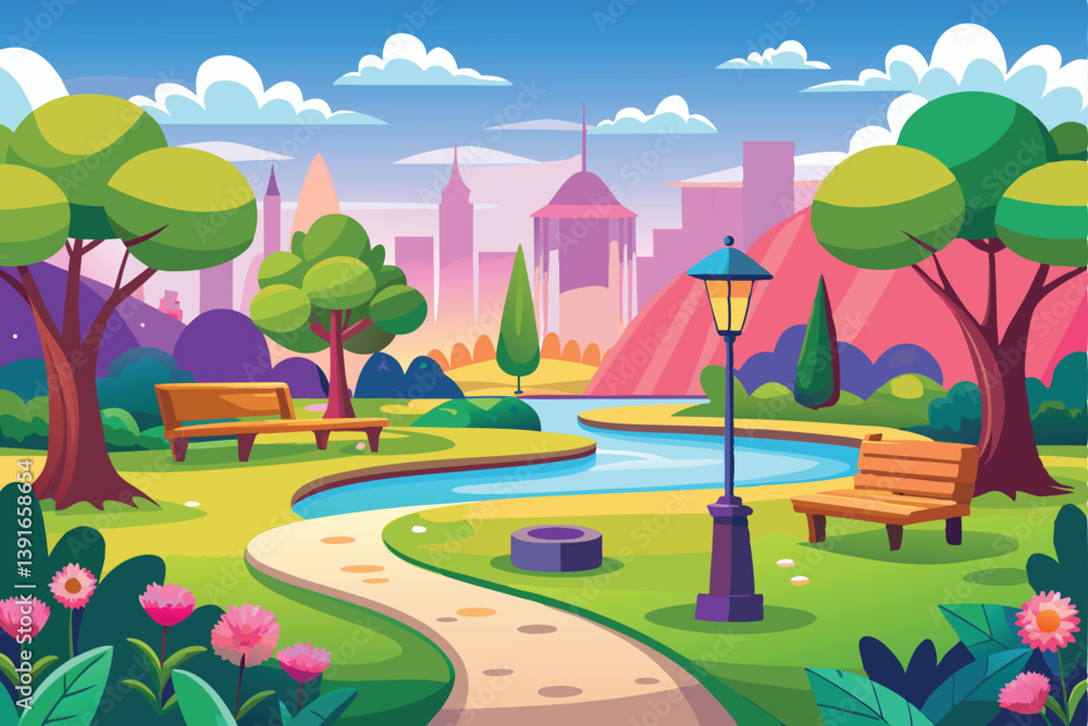 Fototapeta premium beautiful park vector illustration