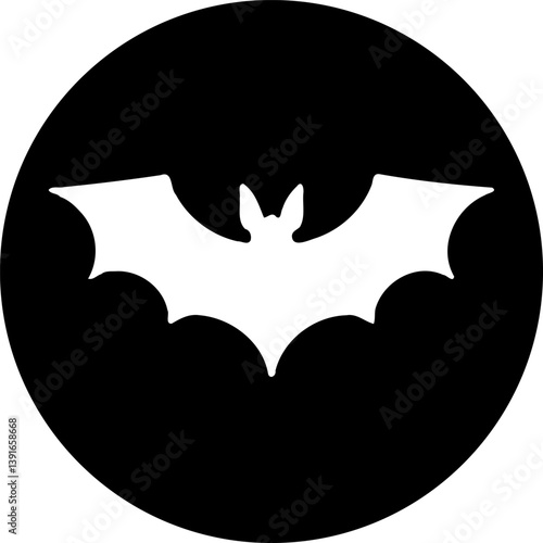 Silhouette of a bat against a dark circular field, hinting at nocturnal themes