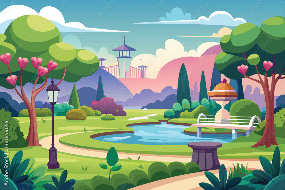 Naklejka premium beautiful park vector illustration