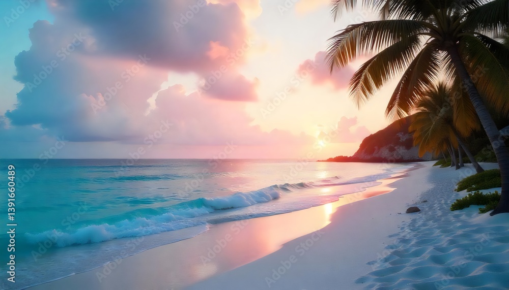 Obraz premium tropical beach with palm trees