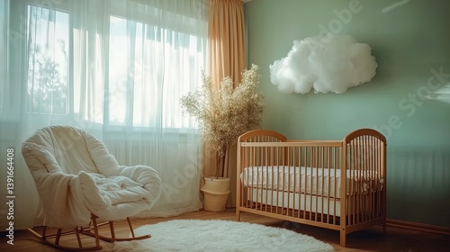 Obraz na płótnie create a tranquil space: modern nursery with pastel walls and cloud decor - perfect poster for playful yet calming children's interior design w salonie