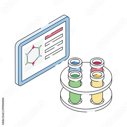 Modern isometric style icon showing chemistry lecture
