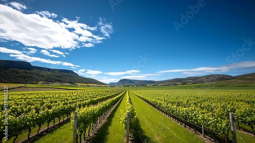 Wallpaper Mural Expansive vineyard landscape under a bright blue sky with rolling hills in the background Torontodigital.ca