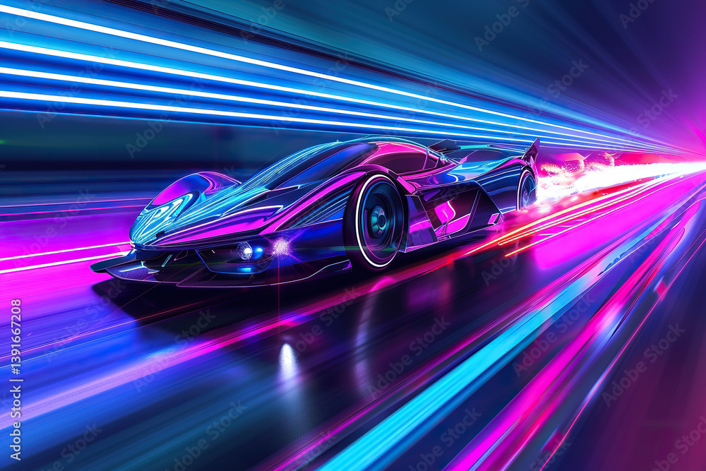 Power source for charging battery of beautiful hybrid electric car on road, abstract vivid composition consists of fictional unreal fantastic vision on background Power source for charging battery of beautiful hybrid electric car on road, abstract vivid composition consists of fictional unreal fantastic vision on background
