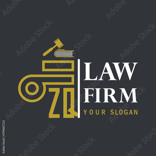 modern law firm justice logo design vector graphic template.	
