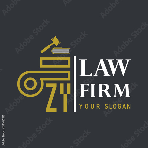 modern law firm justice logo design vector graphic template.	