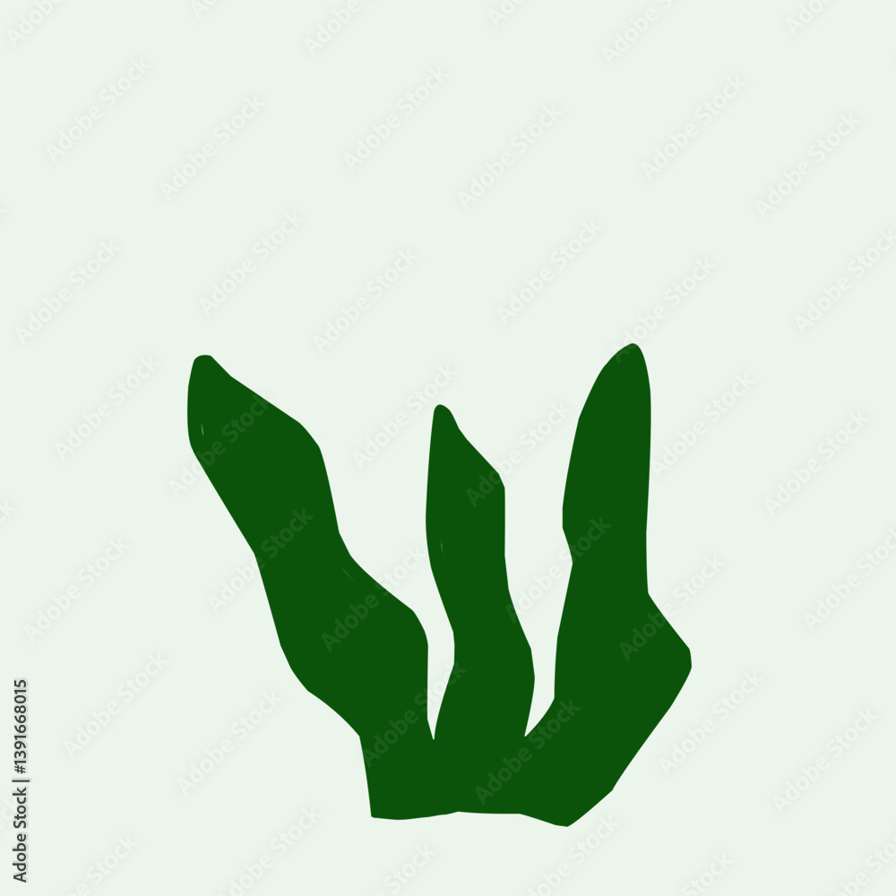 Vector illustration in simple hand drawn, natural print, green leaves, poster or logo design template Vector illustration in simple hand drawn, natural print, green leaves, poster or logo design template