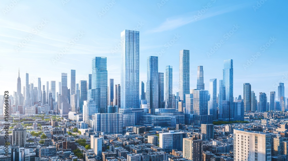 City Skyline Aerial View, Modern Architecture, Sunny Day, Urban Landscape, Stock Photo City Skyline Aerial View, Modern Architecture, Sunny Day, Urban Landscape, Stock Photo