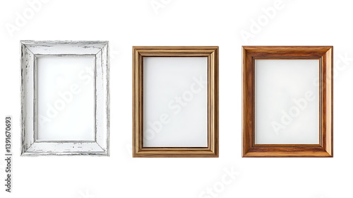 Pack of Picture Frame Set Against Transparent Background for Photography, Art, or Home Decor Projects photo
