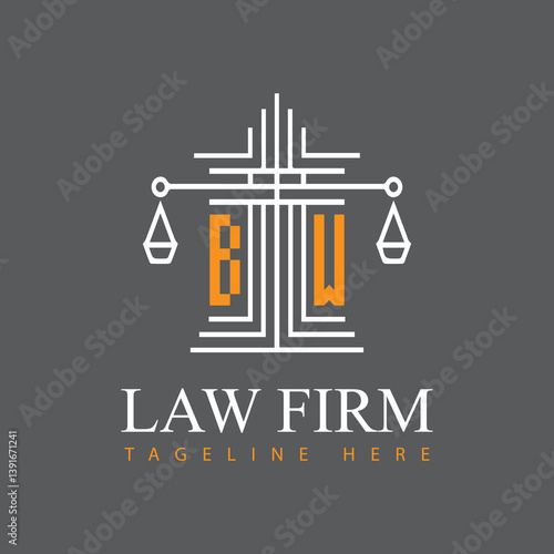modern law firm justice logo design vector graphic template.	